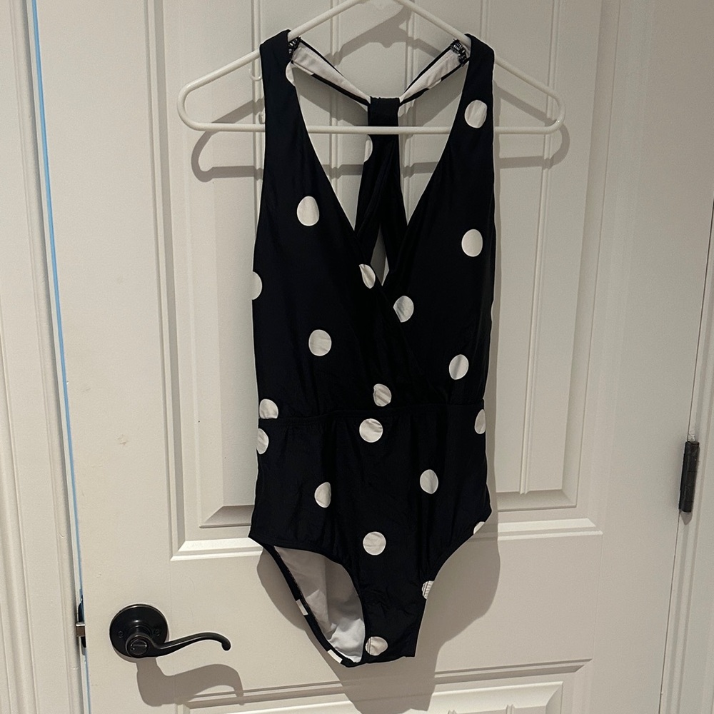 Jantzen Black and White Polka Dot One Piece Swimsuit